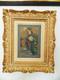 Oil Painting On Old Cardboard, Still Life With 2 Vases, Signed