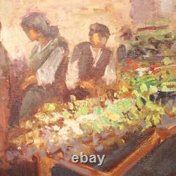 Oil painting on panel old style popular scene characters 900