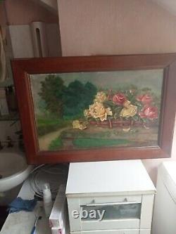 Oil painting signed old on wood 71 cm x 50 cm