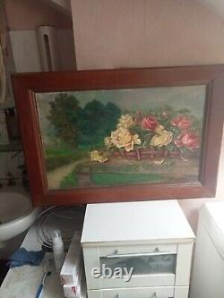 Oil painting signed old on wood 71 cm x 50 cm
