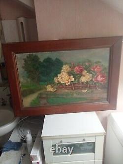 Oil painting signed old on wood 71 cm x 50 cm