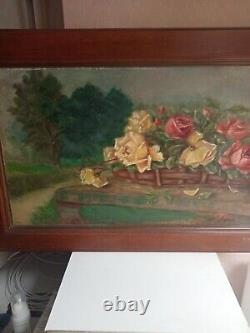 Oil painting signed old on wood 71 cm x 50 cm