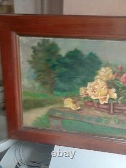 Oil painting signed old on wood 71 cm x 50 cm