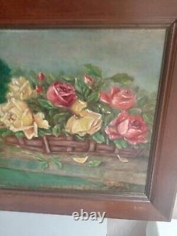 Oil painting signed old on wood 71 cm x 50 cm