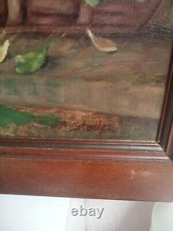 Oil painting signed old on wood 71 cm x 50 cm
