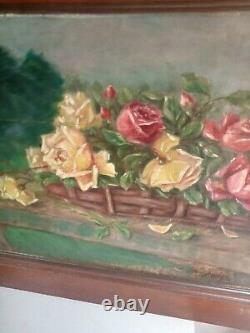 Oil painting signed old on wood 71 cm x 50 cm