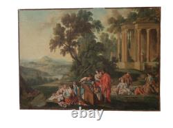 Old 17th-century landscape with ruins, veduta ideata, capriccio ruins
