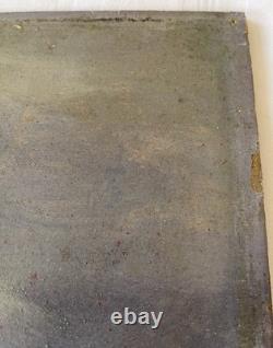 Old 19th Century Painting Marine Sea Boat Brittany Animated Breton Port Scene