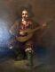 Old 19th Century Painting: The Spanish Guitarist Musician Oil On Canvas