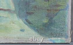 Old Animated Village Scene Oil Painting on Panel Signed Sivel