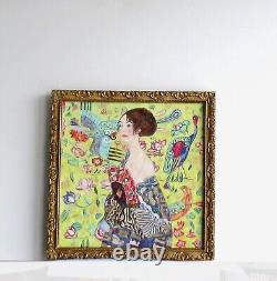 Old Art Deco Frame Oil Painting on Canvas Reproduction of Klimt