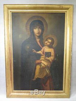 Old Big Table Virgin Child Jesus ​​oil On Canvas Epoch XVIII