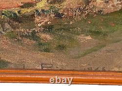 Old Canvas Painting from 1946 Oil Painting by Coast Painter Louis Prieur View Over Sea
