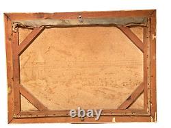 Old Canvas Painting from 1946 Oil Painting by Coast Painter Louis Prieur View Over Sea