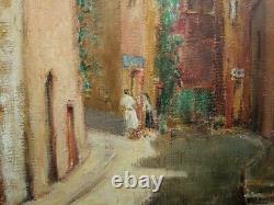 Old FRAME MONTPARNASSE F9 oil painting on canvas HST Provençal village midday