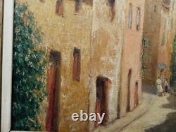 Old FRAME MONTPARNASSE F9 oil painting on canvas HST Provençal village midday