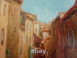 Old FRAME MONTPARNASSE F9 oil painting on canvas HST Provençal village midday
