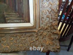 Old FRAME MONTPARNASSE F9 oil painting on canvas HST Provençal village midday
