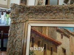 Old FRAME MONTPARNASSE F9 oil painting on canvas HST Provençal village midday