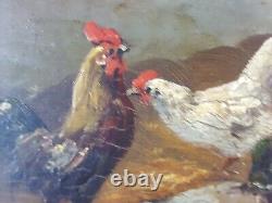Old Farmyard Painting Oil Antique Tableau