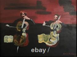 Old Fauvism Naive oil painting on wood genre scene orchestra DUPUISSON