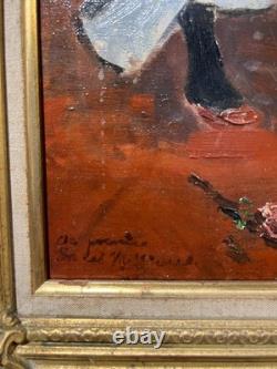 Old Fauvist Painting Caricature Top Hat Scene of a Brothel, Circa 1910