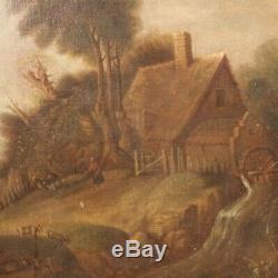 Old Flemish Painting Landscape Oil Painting On Canvas XIX Century 800