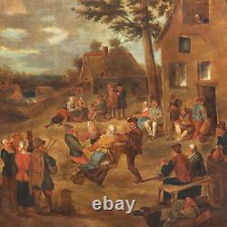 Old Flemish School Painting Oil on Canvas from the 18th Century