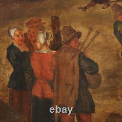 Old Flemish School Painting Oil on Canvas from the 18th Century