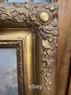 Old Framed Oil Painting on Canvas, Rustic Countryside Scene