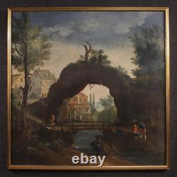 Old French painting oil on canvas landscape 18th century art
