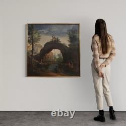 Old French painting oil on canvas landscape 18th century art