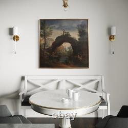 Old French painting oil on canvas landscape 18th century art