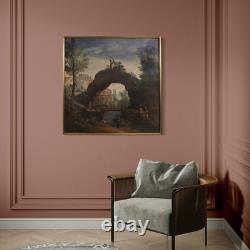 Old French painting oil on canvas landscape 18th century art