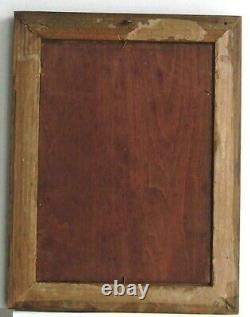Old Gilded Frame Oil Painting on Canvas of Peasants, Children, and Dog