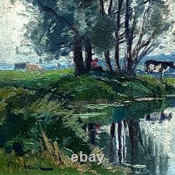 Old HSP Painting The Herd Keeper Signed R. Urbain Lorraine Art