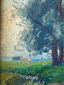 Old HSP Painting The Herd Keeper Signed R. Urbain Lorraine Art