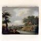 Old Hst Painting Animated Landscape River 19th Century Philippe Budelot To Restore