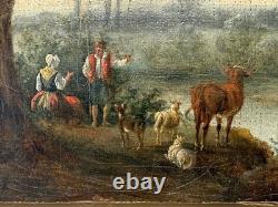 Old HST Painting Animated Landscape River 19th Century Philippe Budelot To Restore