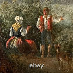 Old HST Painting Animated Landscape River 19th Century Philippe Budelot To Restore