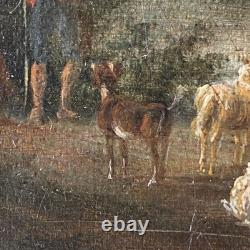 Old HST Painting Animated Landscape River 19th Century Philippe Budelot To Restore