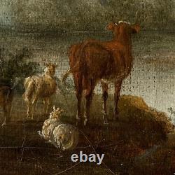Old HST Painting Animated Landscape River 19th Century Philippe Budelot To Restore