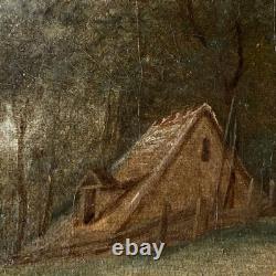 Old HST Painting Animated Landscape River 19th Century Philippe Budelot To Restore
