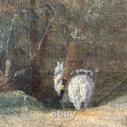 Old HST Painting Animated Landscape River 19th Century Philippe Budelot To Restore