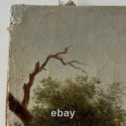 Old HST Painting Animated Landscape River 19th Century Philippe Budelot To Restore