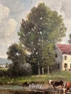 Old HST signed, young woman and her herd, French School, 19th century, Barbizon