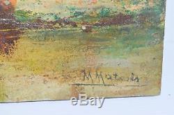 Old Impressionist Board Oil On Wood Panel Signed M Matoses Nineteenth