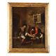 Old Interior Scene Painting On Canvas 18th-19th Century