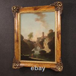 Old Italian landscape painting oil on canvas 18th century 700