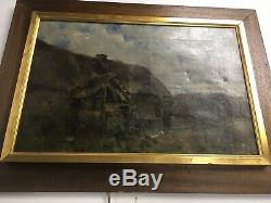 Old Landscape Oil On Canvas Late Nineteenth Impressionism To Restore